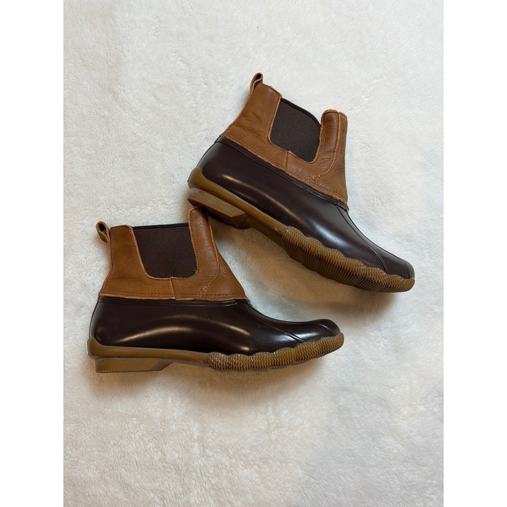 Sperry Saltwater Chelsea Waterproof Duck Boots Brown Leather Mens 9.5 109153